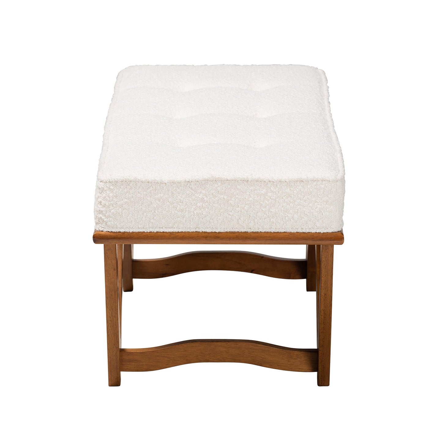 Baxton Studio Chenoa Japandi Cream Boucle Fabric and Walnut Brown Finished Wood Bench | Benches | Modishstore - 4