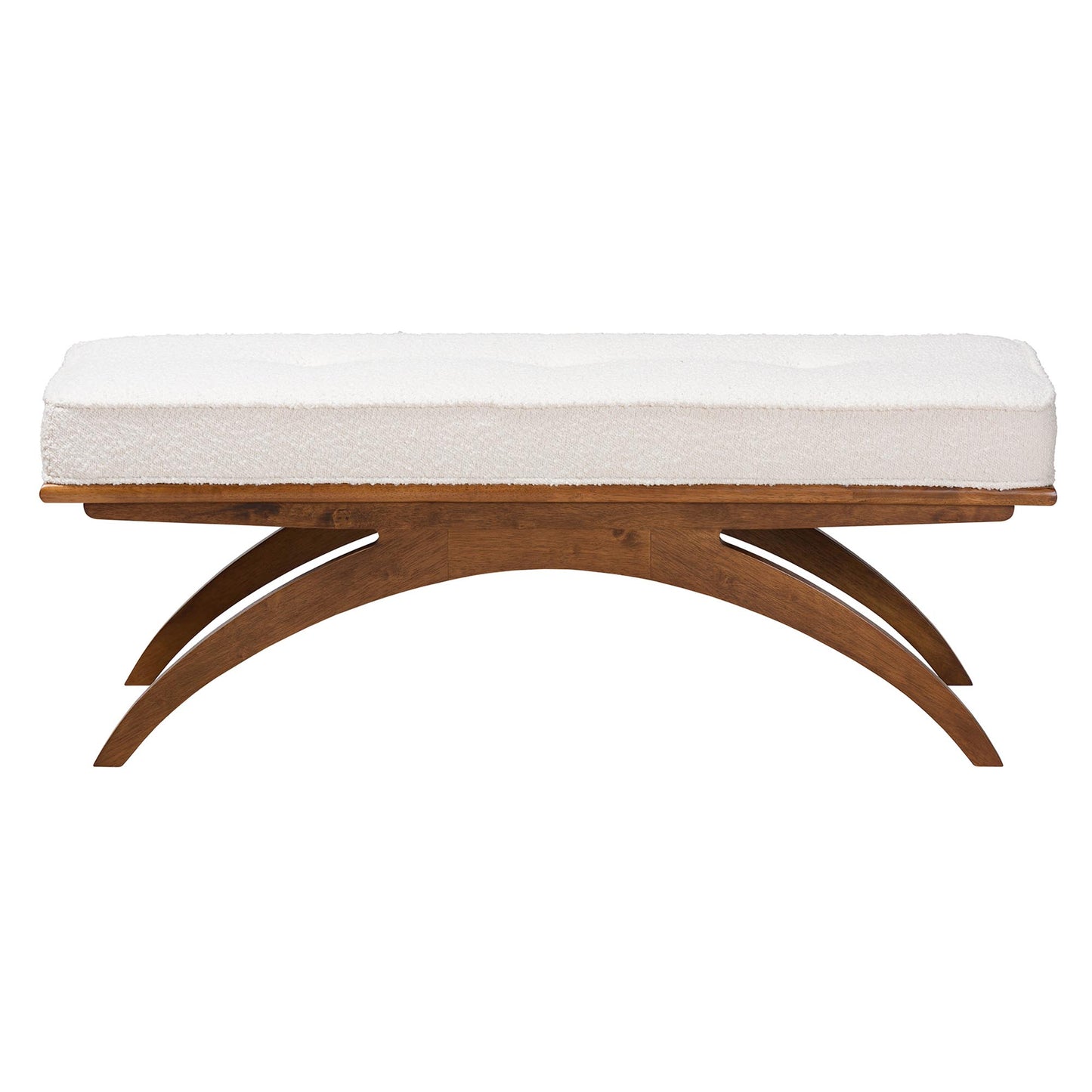 Baxton Studio Orella Japandi Cream Boucle Fabric and Walnut Brown Finished Wood Bench | Benches | Modishstore - 3