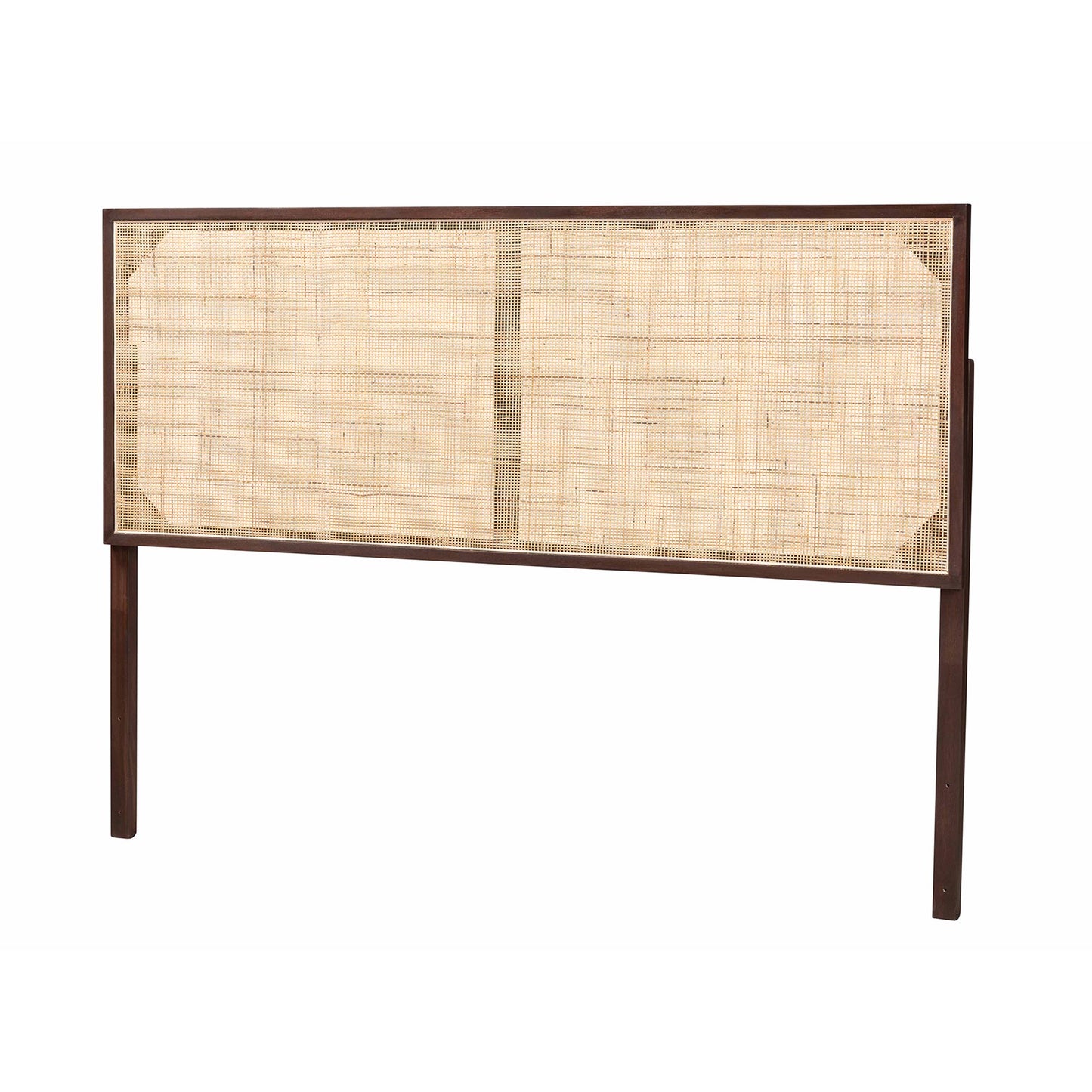 Baxton Studio bali & pari Aurelia Modern Bohemian Dark Brown Finished Bayur Wood and Natural Rattan Queen Size Headboard | Headboards | Modishstore - 3