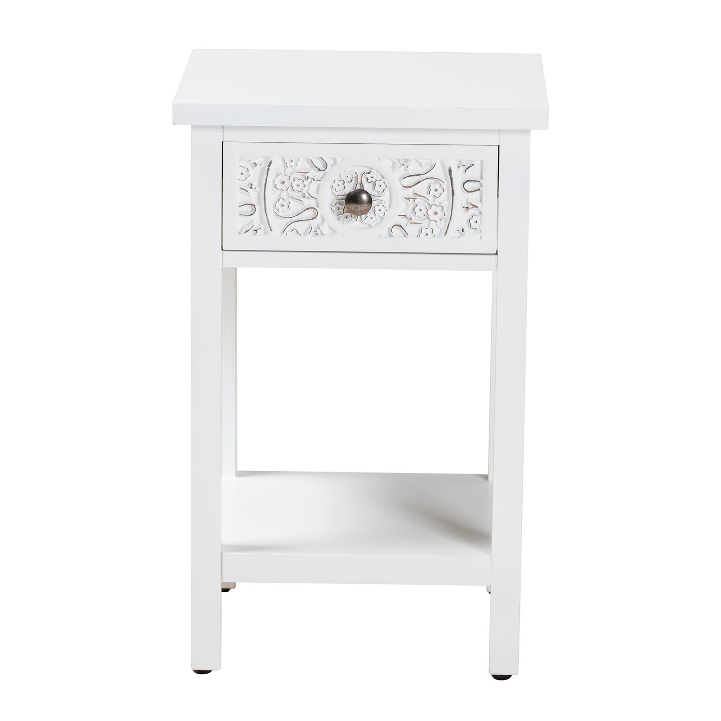 Baxton Studio Yelena Classic and Traditional White Finished Wood 1-Drawer End Table | End Tables | Modishstore - 4