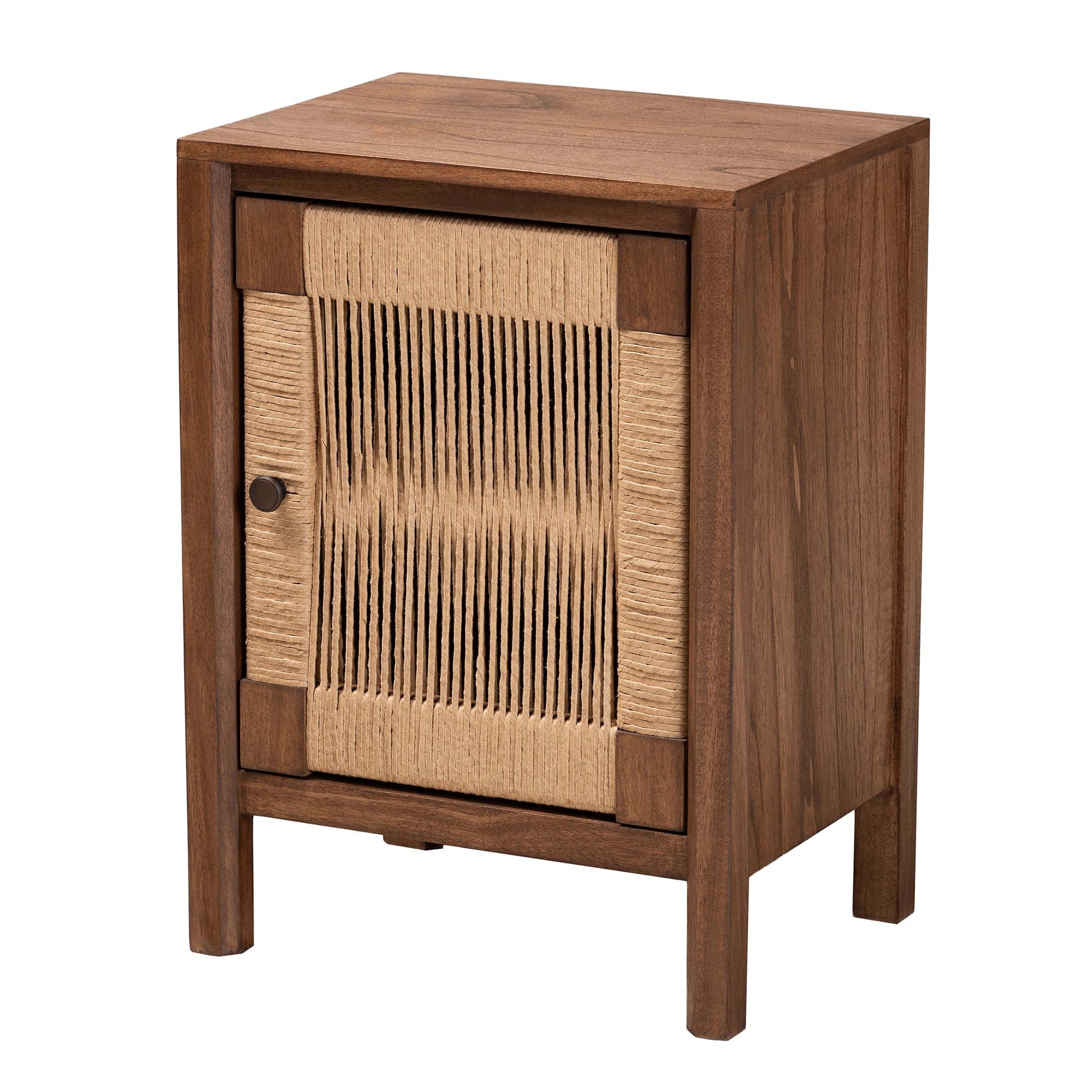 Baxton Studio bali & pari Holitz Modern Bohemian Walnut Brown Finished Bayur Wood Nightstand | Nightstands | Modishstore - 2