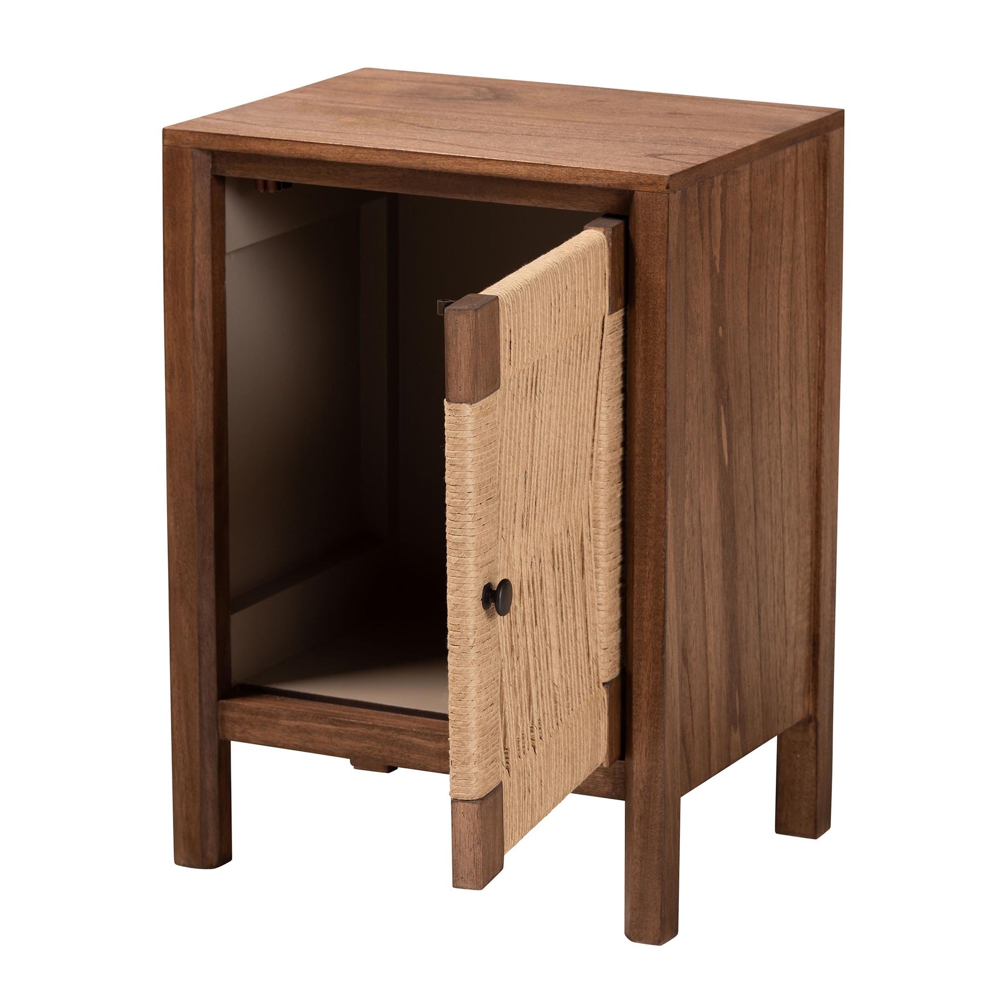 Baxton Studio bali & pari Holitz Modern Bohemian Walnut Brown Finished Bayur Wood Nightstand | Nightstands | Modishstore - 3