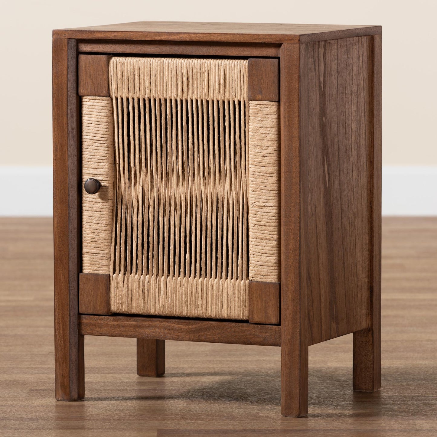 Baxton Studio bali & pari Holitz Modern Bohemian Walnut Brown Finished Bayur Wood Nightstand | Nightstands | Modishstore - 9