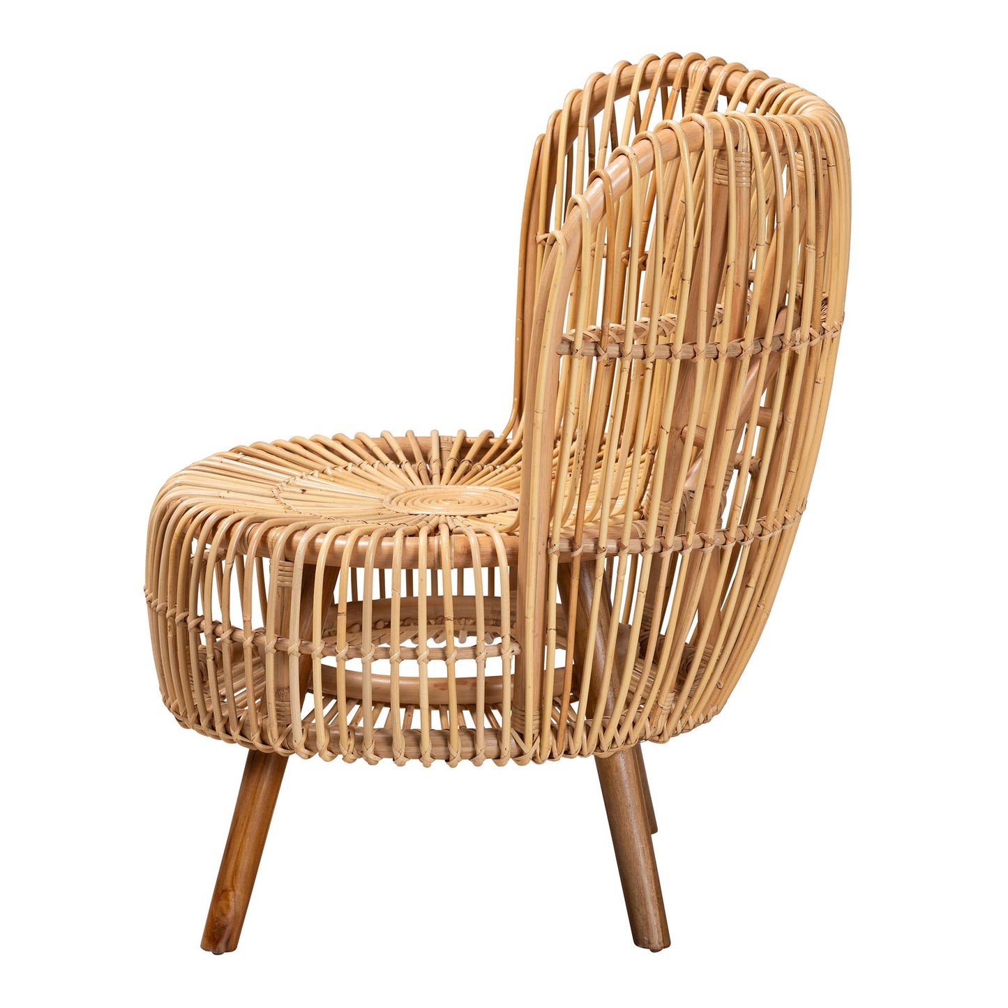 Baxton Studio bali & pari Nagoya Modern Bohemian Natural Rattan Wide Seat Lounge Chair | Accent Chairs | Modishstore - 6