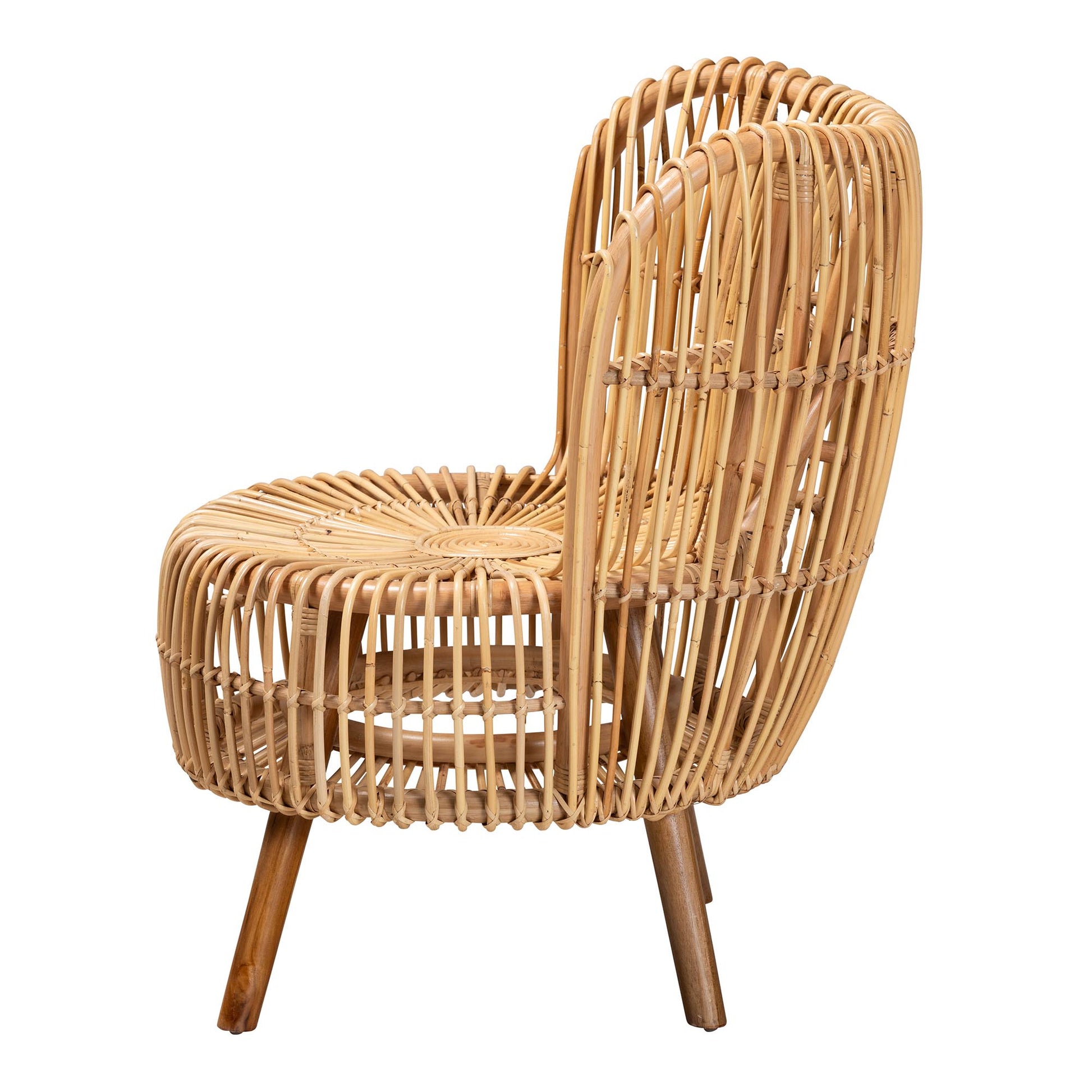 Baxton Studio bali & pari Nagoya Modern Bohemian Natural Rattan Wide Seat Lounge Chair | Accent Chairs | Modishstore - 6