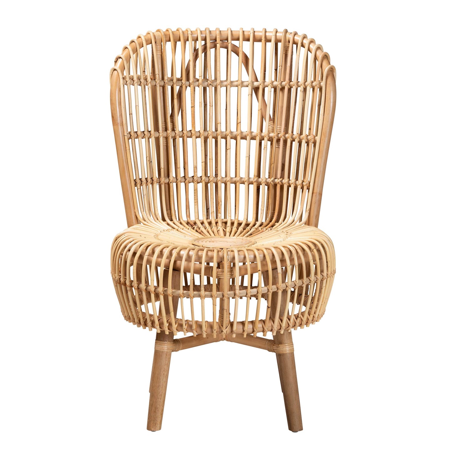 Baxton Studio bali & pari Nagoya Modern Bohemian Natural Rattan Tall Lounge Chair | Accent Chairs | Modishstore - 5