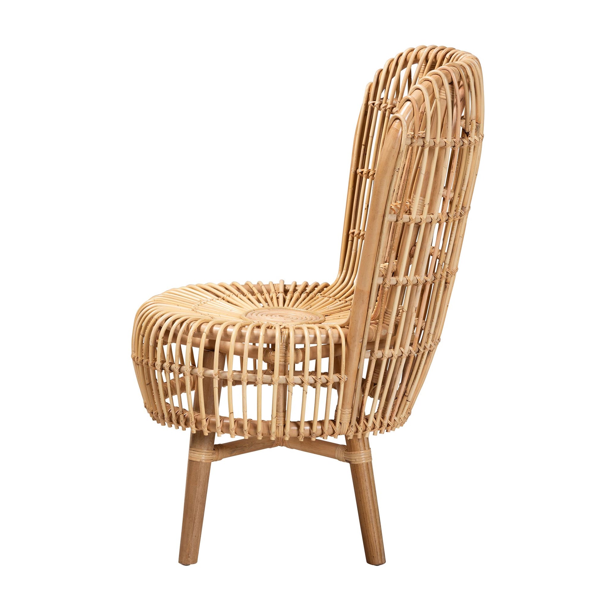 Baxton Studio bali & pari Nagoya Modern Bohemian Natural Rattan Tall Lounge Chair | Accent Chairs | Modishstore - 6