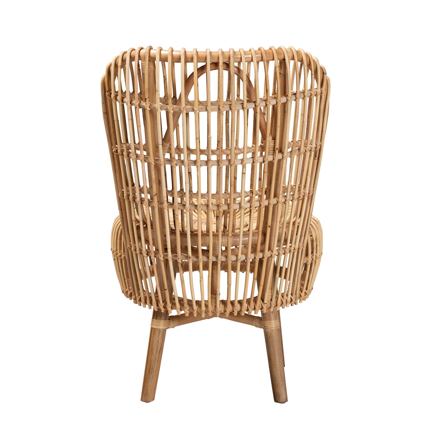 Baxton Studio bali & pari Nagoya Modern Bohemian Natural Rattan Tall Lounge Chair | Accent Chairs | Modishstore - 7