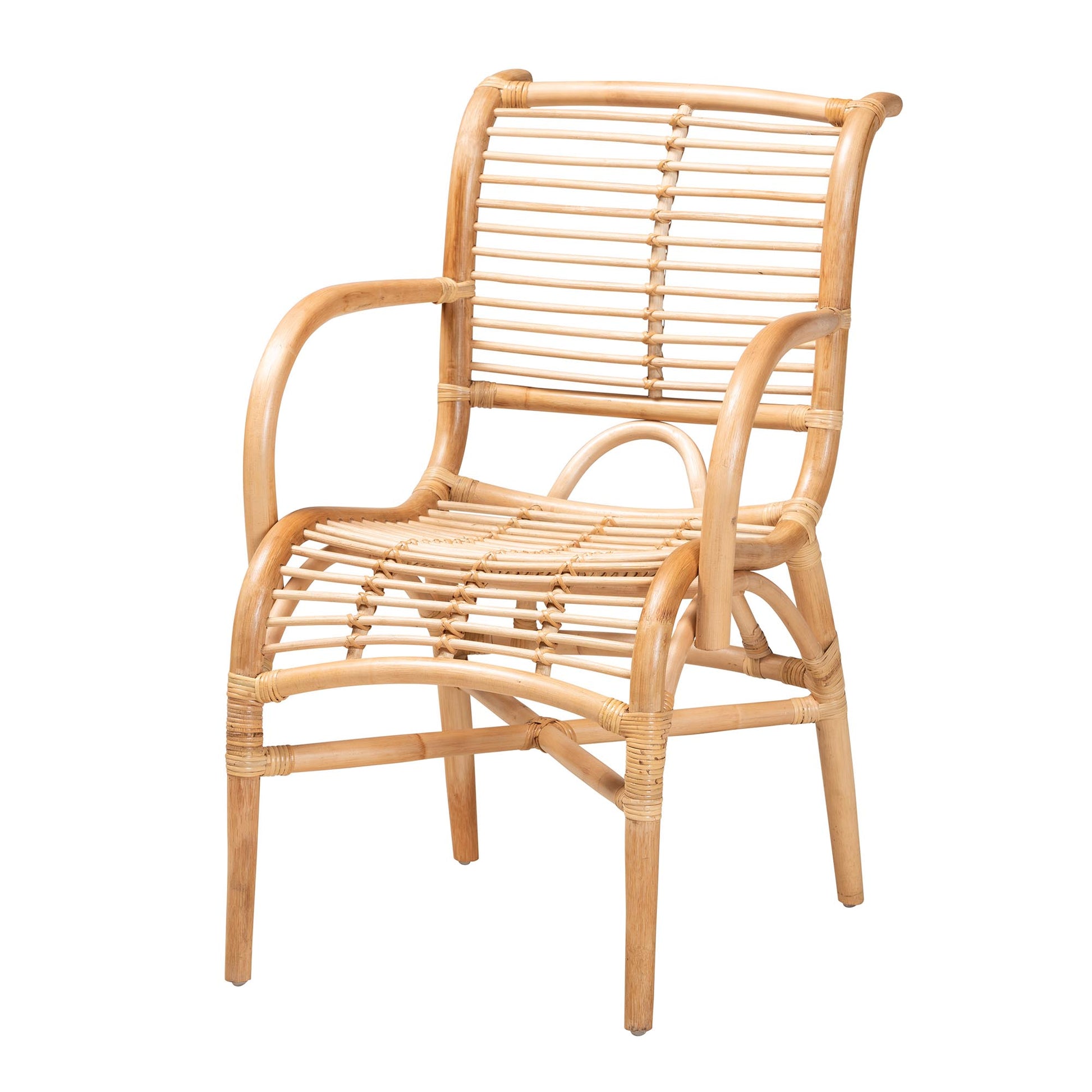 Baxton Studio bali & pari Seminyak Modern Bohemian Natural Rattan Lounge Chair | Accent Chairs | Modishstore - 4