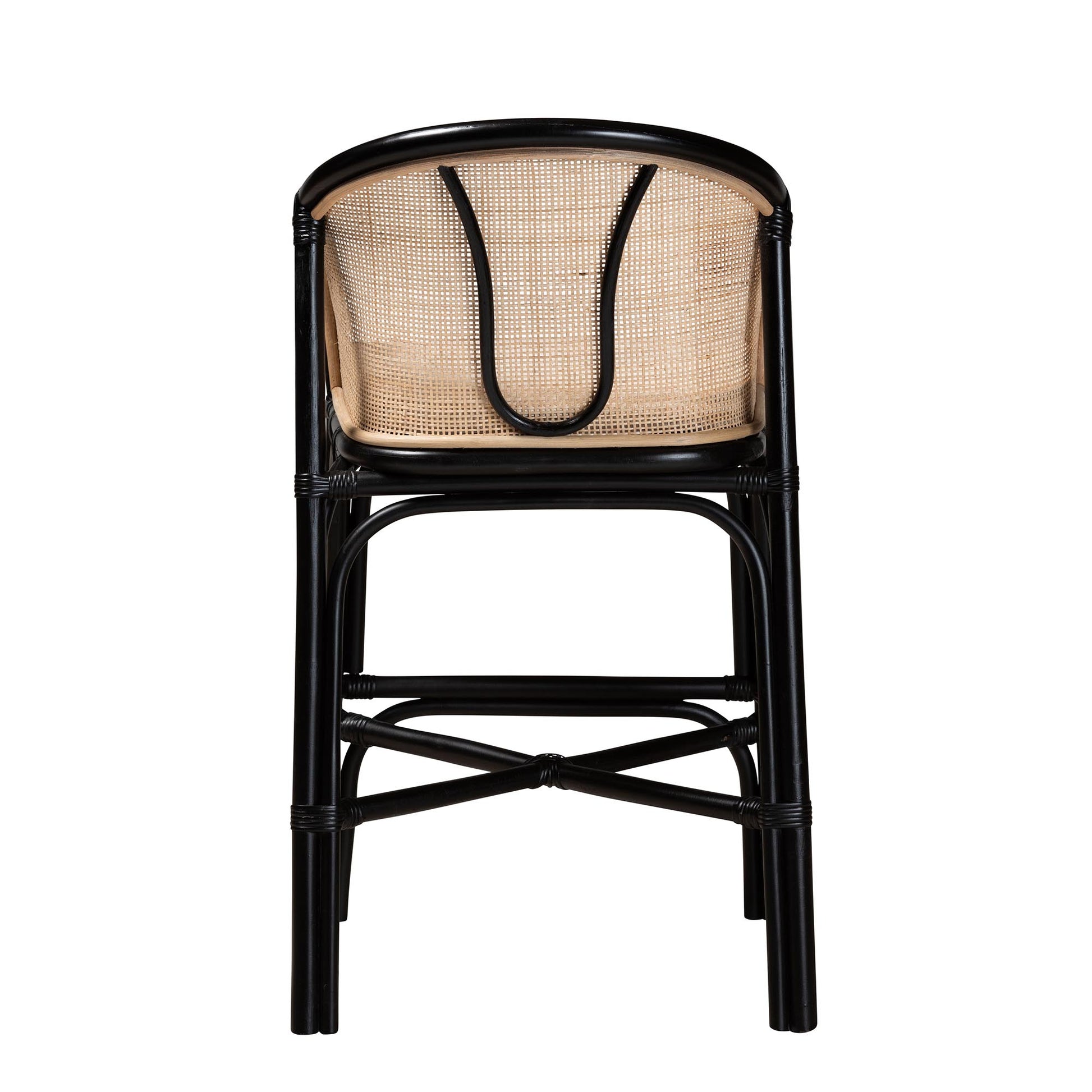 Baxton Studio bali & pari Miranda Modern Bohemian Two-Tone Black and Natural Brown Rattan Counter Stool | Counter Stools | Modishstore - 5