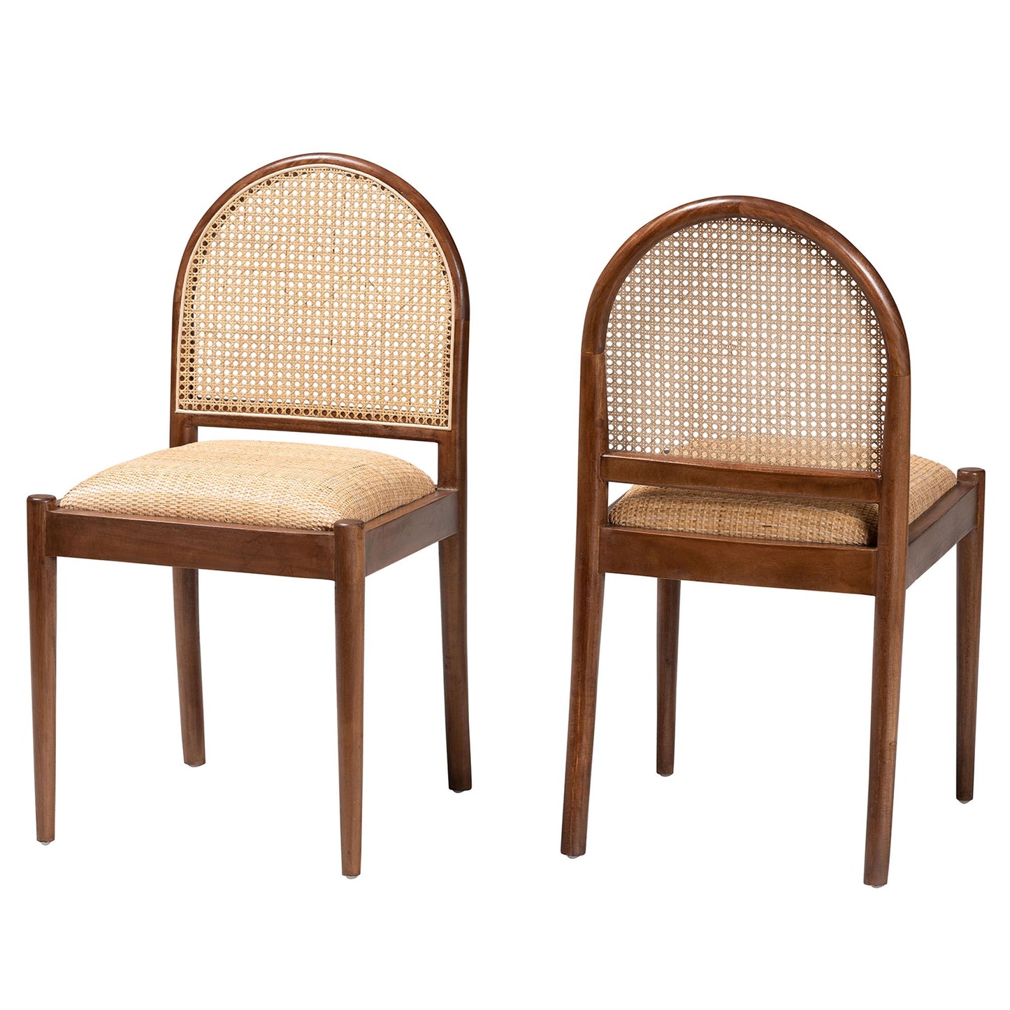 Baxton Studio bali & pari Maryland Modern Bohemian Natural Rattan and Acacia Wood 2-Piece Dining Chair Set | Dining Chairs | Modishstore - 4