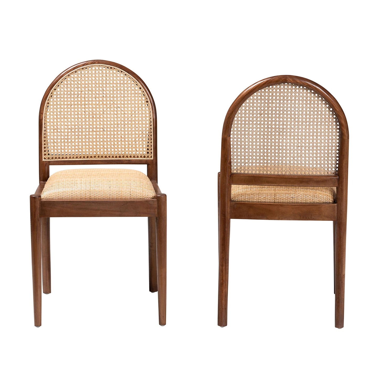 Baxton Studio bali & pari Maryland Modern Bohemian Natural Rattan and Acacia Wood 2-Piece Dining Chair Set | Dining Chairs | Modishstore - 5