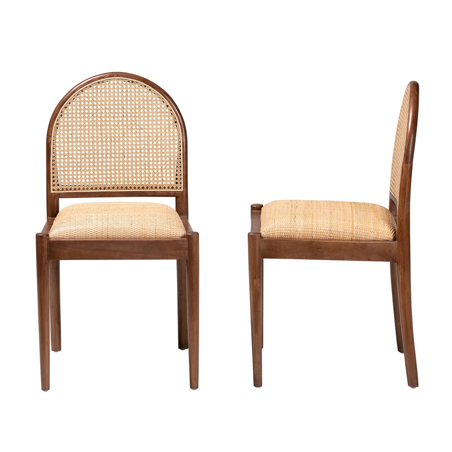 Baxton Studio bali & pari Maryland Modern Bohemian Natural Rattan and Acacia Wood 2-Piece Dining Chair Set | Dining Chairs | Modishstore - 6