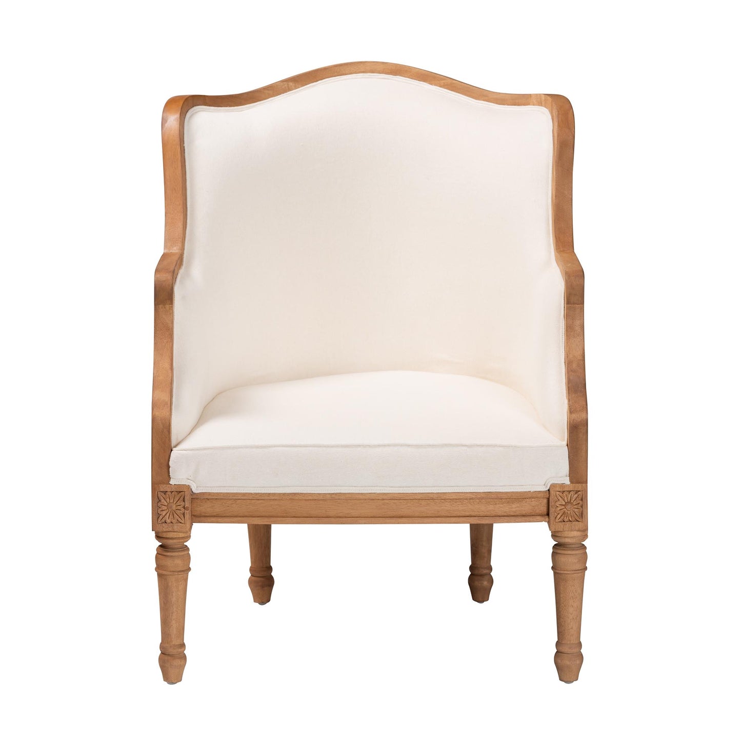 Baxton Studio bali & pari Elizette Traditional French Beige Fabric and Honey Oak Finished Wood Accent Chair | Accent Chairs | Modishstore - 5