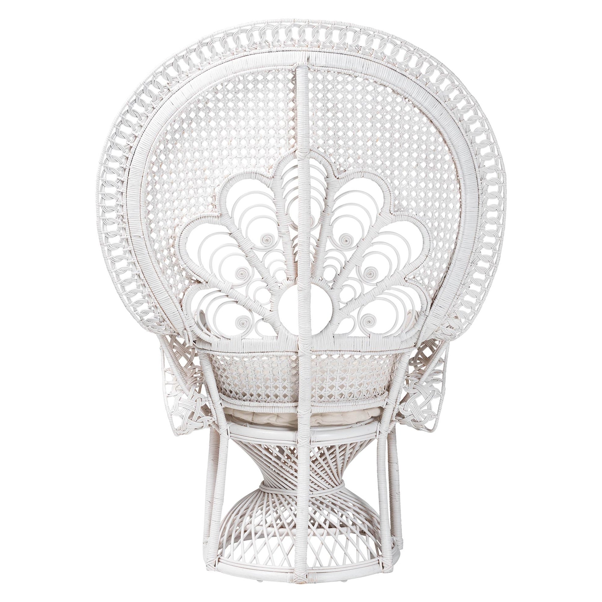 Baxton Studio bali & pari Ediva Modern Bohemian White Natural Rattan Peacock Accent Chair | Accent Chairs | Modishstore - 5