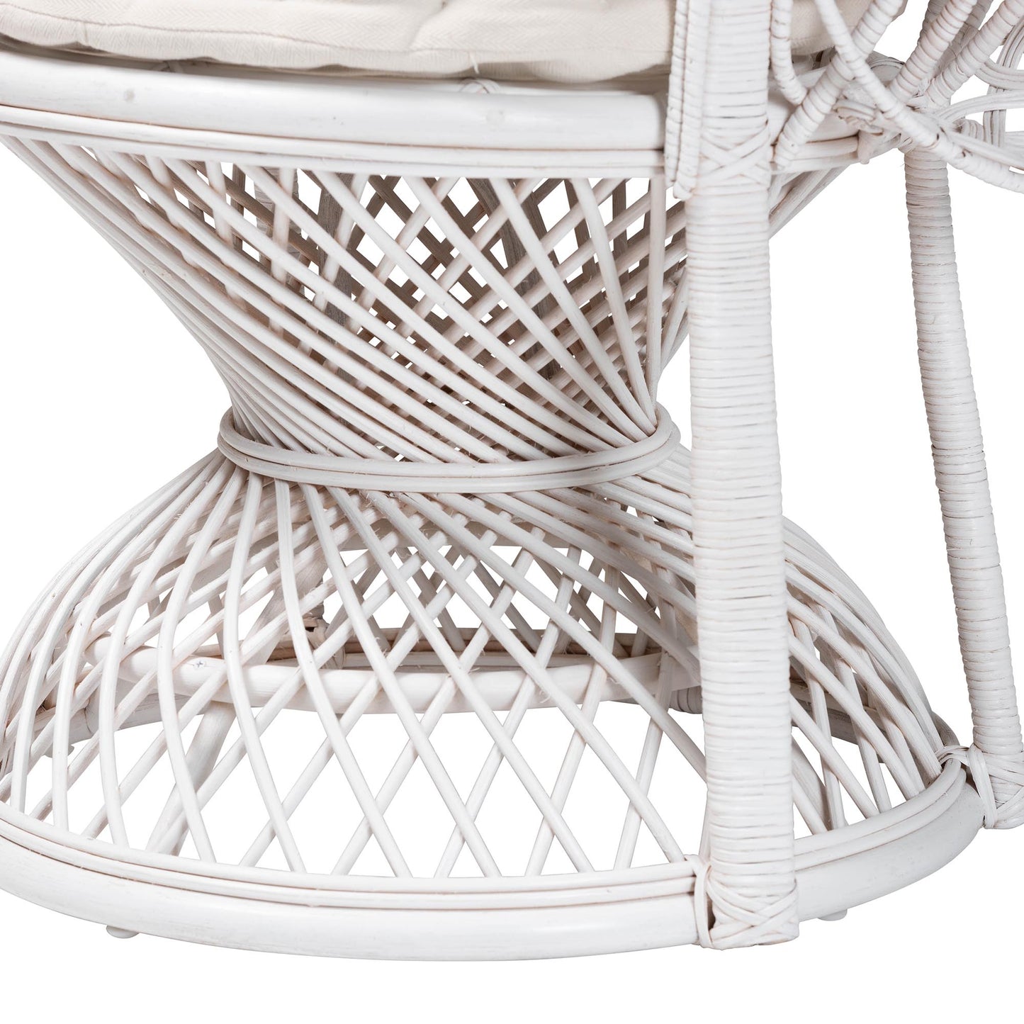 Baxton Studio bali & pari Ediva Modern Bohemian White Natural Rattan Peacock Accent Chair | Accent Chairs | Modishstore - 7