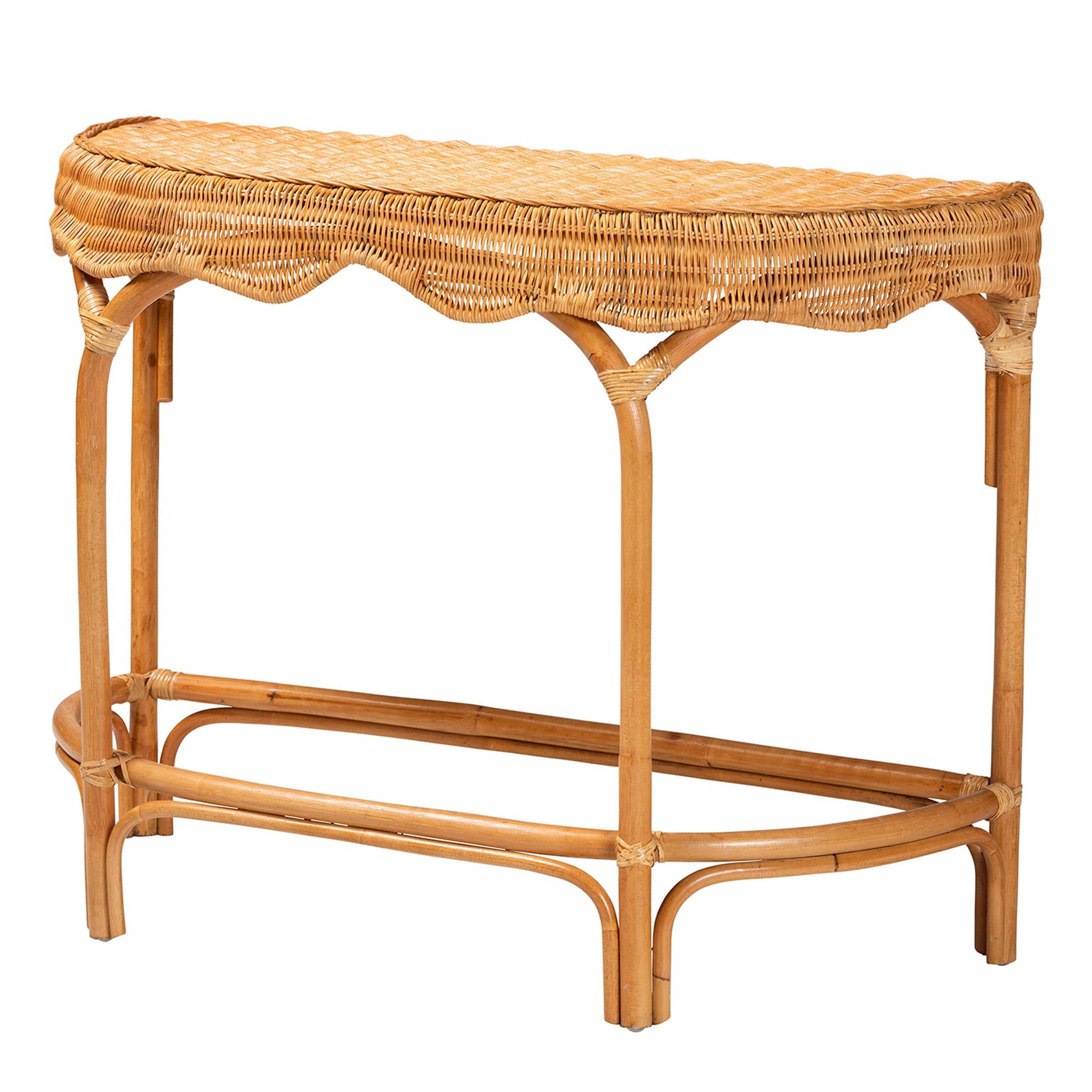 Baxton Studio bali & pari Wakana Modern Bohemian Natural Brown Rattan Console Table | Console Tables | Modishstore - 2