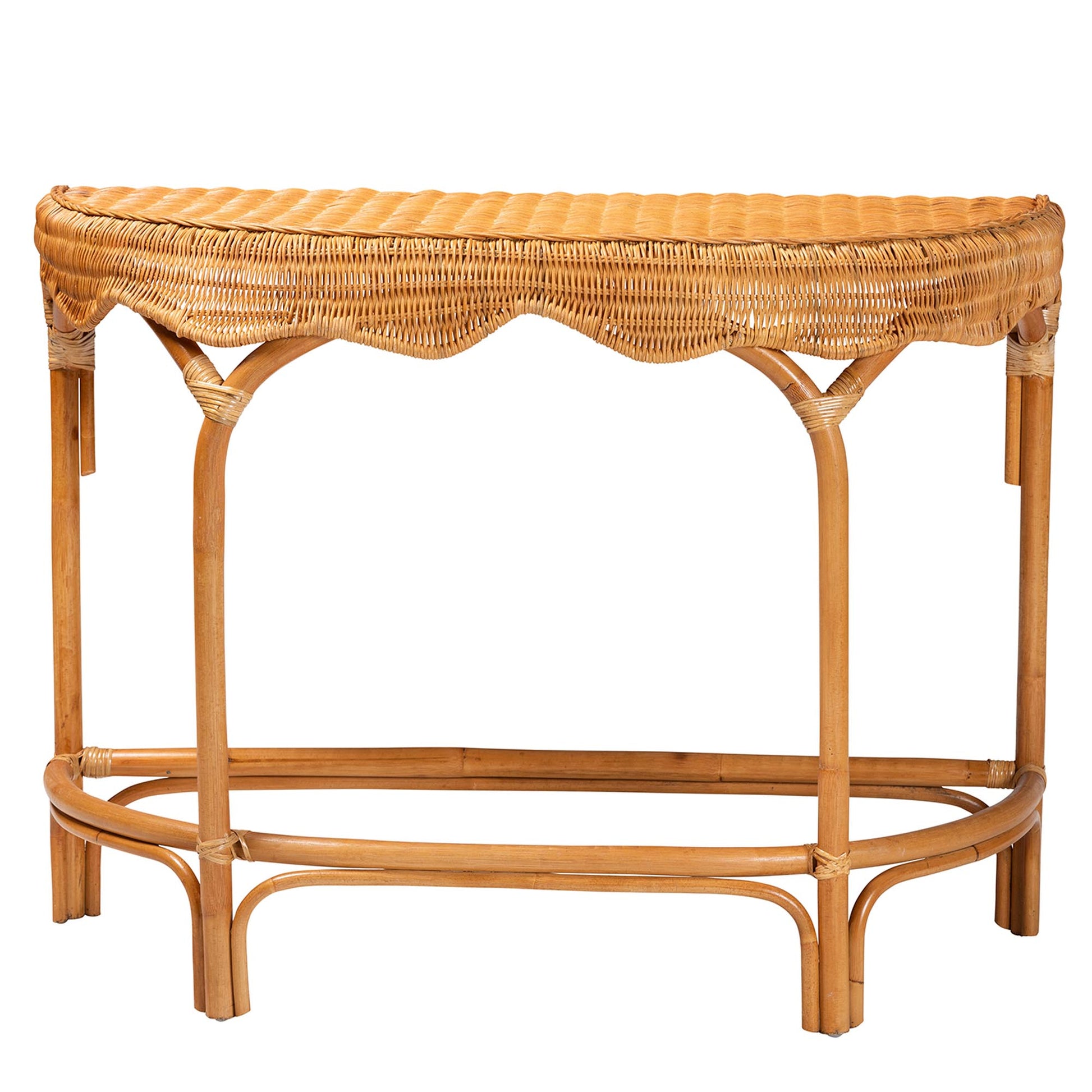 Baxton Studio bali & pari Wakana Modern Bohemian Natural Brown Rattan Console Table | Console Tables | Modishstore - 3