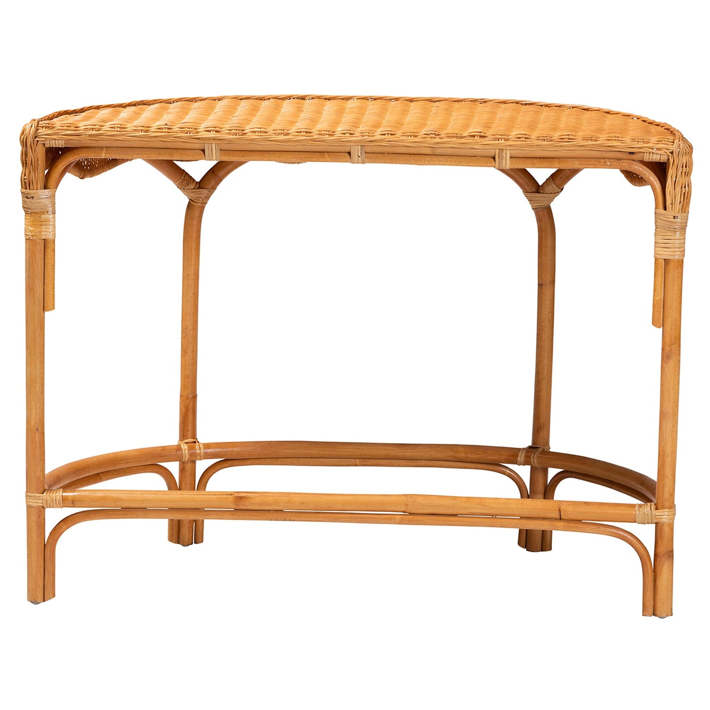 Baxton Studio bali & pari Wakana Modern Bohemian Natural Brown Rattan Console Table | Console Tables | Modishstore - 5