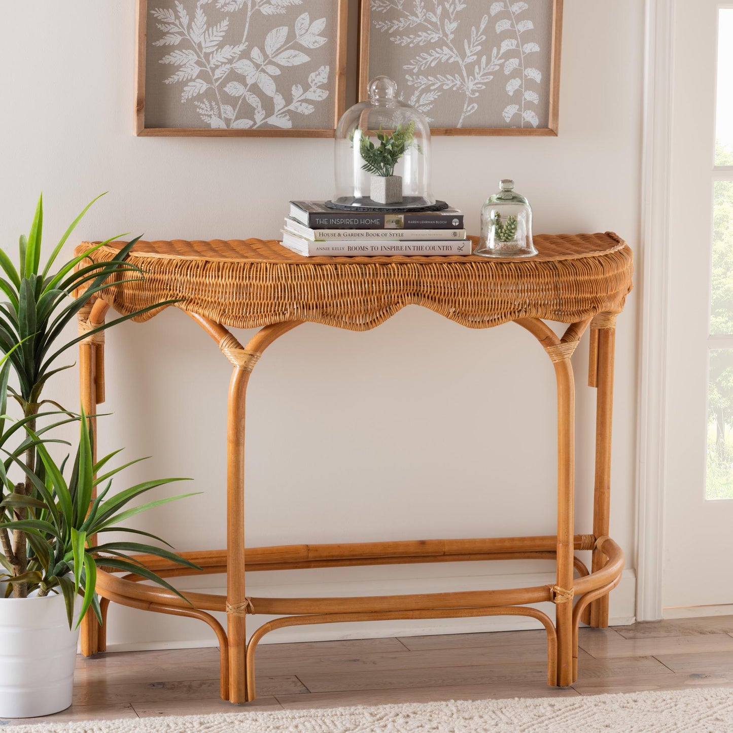 Baxton Studio bali & pari Wakana Modern Bohemian Natural Brown Rattan Console Table | Console Tables | Modishstore