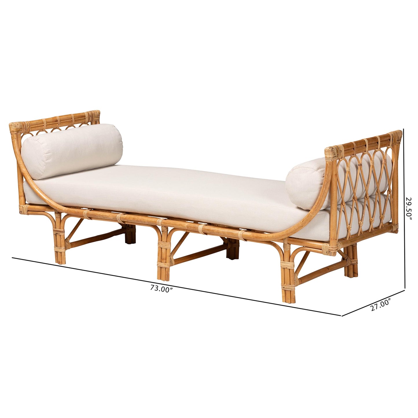 Baxton Studio bali & pari Macias Modern Bohemian Natural Brown Rattan Daybed | Daybeds | Modishstore - 8