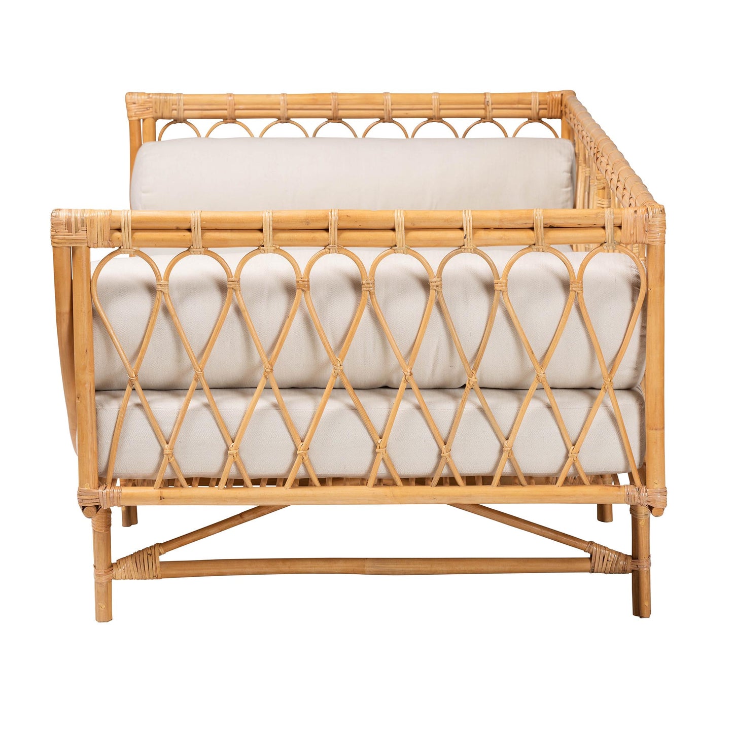 Baxton Studio bali & pari Davida Modern Bohemian Natural Brown Rattan Daybed | Daybeds | Modishstore - 4