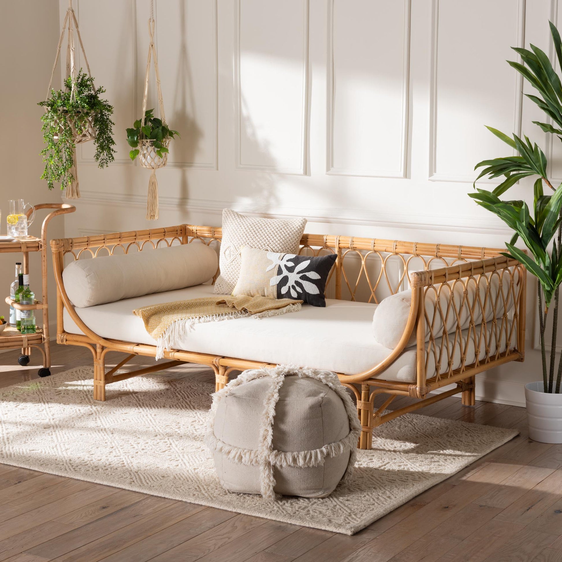 Baxton Studio bali & pari Davida Modern Bohemian Natural Brown Rattan Daybed | Daybeds | Modishstore