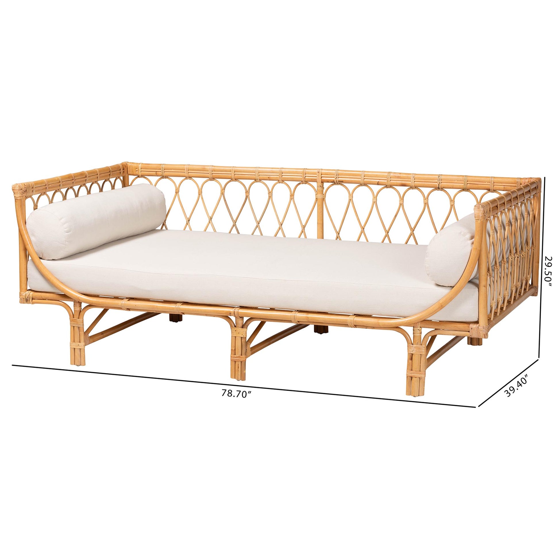 Baxton Studio bali & pari Davida Modern Bohemian Natural Brown Rattan Daybed | Daybeds | Modishstore - 8