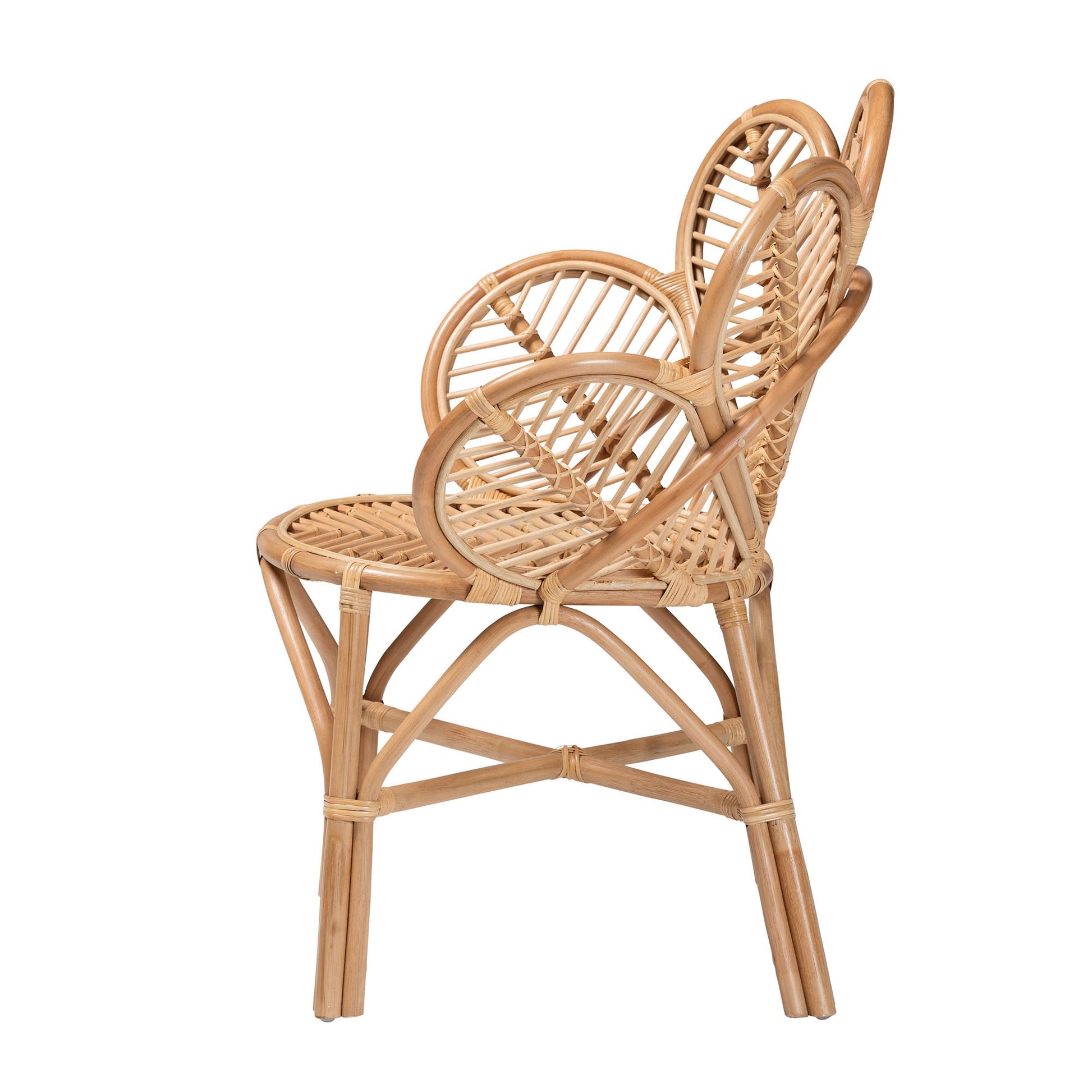 Baxton Studio bali & pari Eliava Modern Bohemian Natural Rattan Flower Accent Chair | Accent Chairs | Modishstore - 4