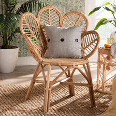 Baxton Studio bali & pari Eliava Modern Bohemian Natural Rattan Flower Accent Chair