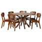 Baxton Studio Giuliana Mid-Century Modern Walnut Brown Finished Wood and Woven Rattan 7-Piece Dining Set | Dining Sets | Modishstore - 4