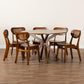 Baxton Studio Giuliana Mid-Century Modern Walnut Brown Finished Wood and Woven Rattan 7-Piece Dining Set | Dining Sets | Modishstore - 2