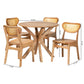 Baxton Studio Donato Mid-Century Modern Oak Brown Finished Wood and Rattan 5-Piece Dining Set | Dining Sets | Modishstore - 10