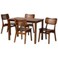 Baxton Studio Estera Mid-Century Modern Dark Brown Finished Wood and Rattan 5-Piece Dining Set | Dining Sets | Modishstore - 14