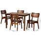 Baxton Studio Estera Mid-Century Modern Dark Brown Finished Wood and Rattan 5-Piece Dining Set | Dining Sets | Modishstore - 13