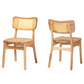 Baxton Studio Tadeo Mid-Century Modern Oak Brown Finished Wood and Rattan 2-Piece Dining Chair Set | Dining Chairs | Modishstore - 2