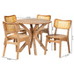 Baxton Studio Camilo Mid-Century Modern Oak Brown Finished Wood and Rattan 5-Piece Dining Set | Dining Sets | Modishstore - 10