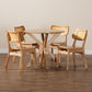 Baxton Studio Camilo Mid-Century Modern Oak Brown Finished Wood and Rattan 5-Piece Dining Set | Dining Sets | Modishstore - 9