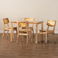 Baxton Studio Dulcet Mid-Century Modern Oak Brown Finished Wood and Rattan 5-Piece Dining Set | Dining Sets | Modishstore - 2