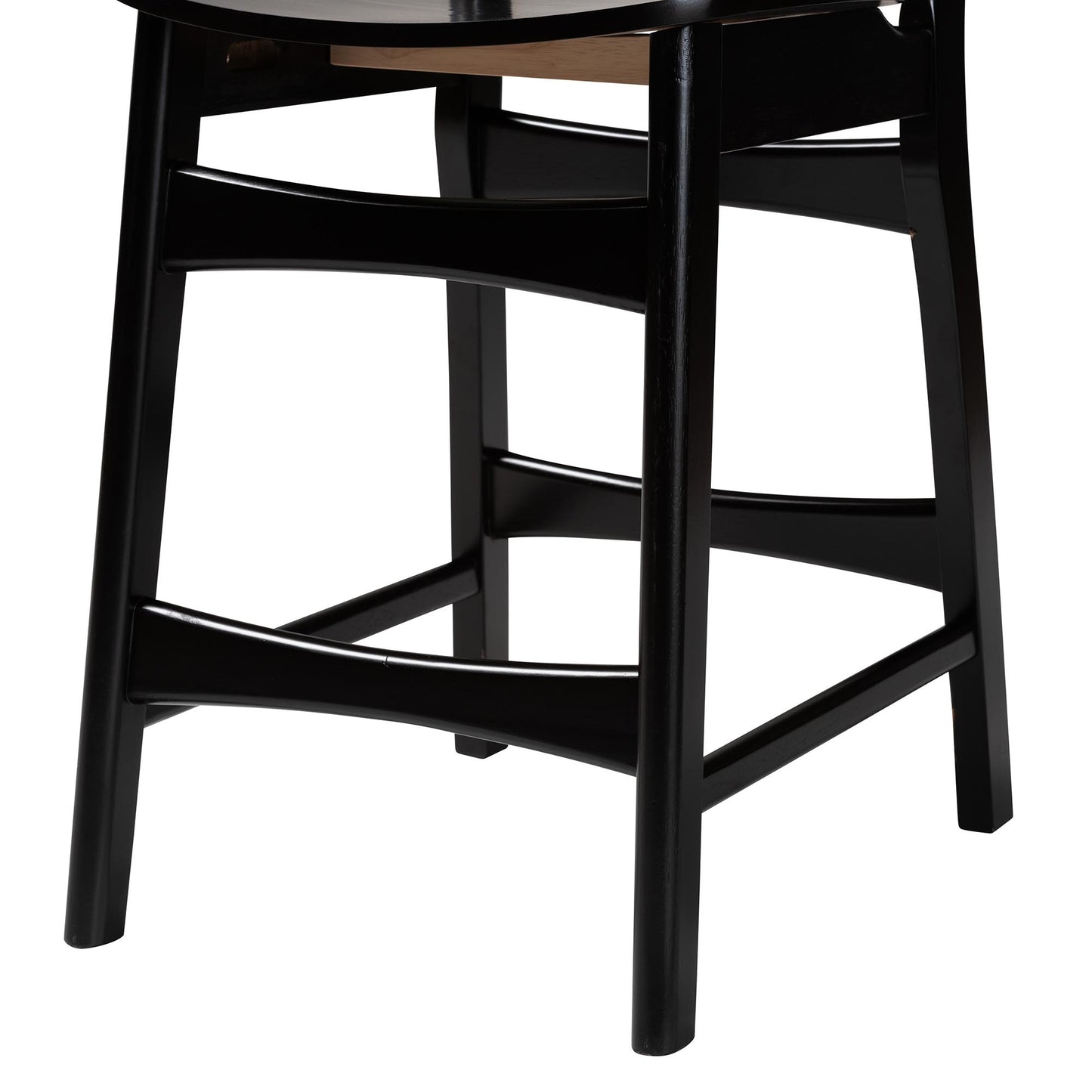 Baxton Studio Hesper Mid-Century Modern Dark Brown Finished Wood and Rattan 2-Piece Counter Stool Set | Counter Stools | Modishstore - 6