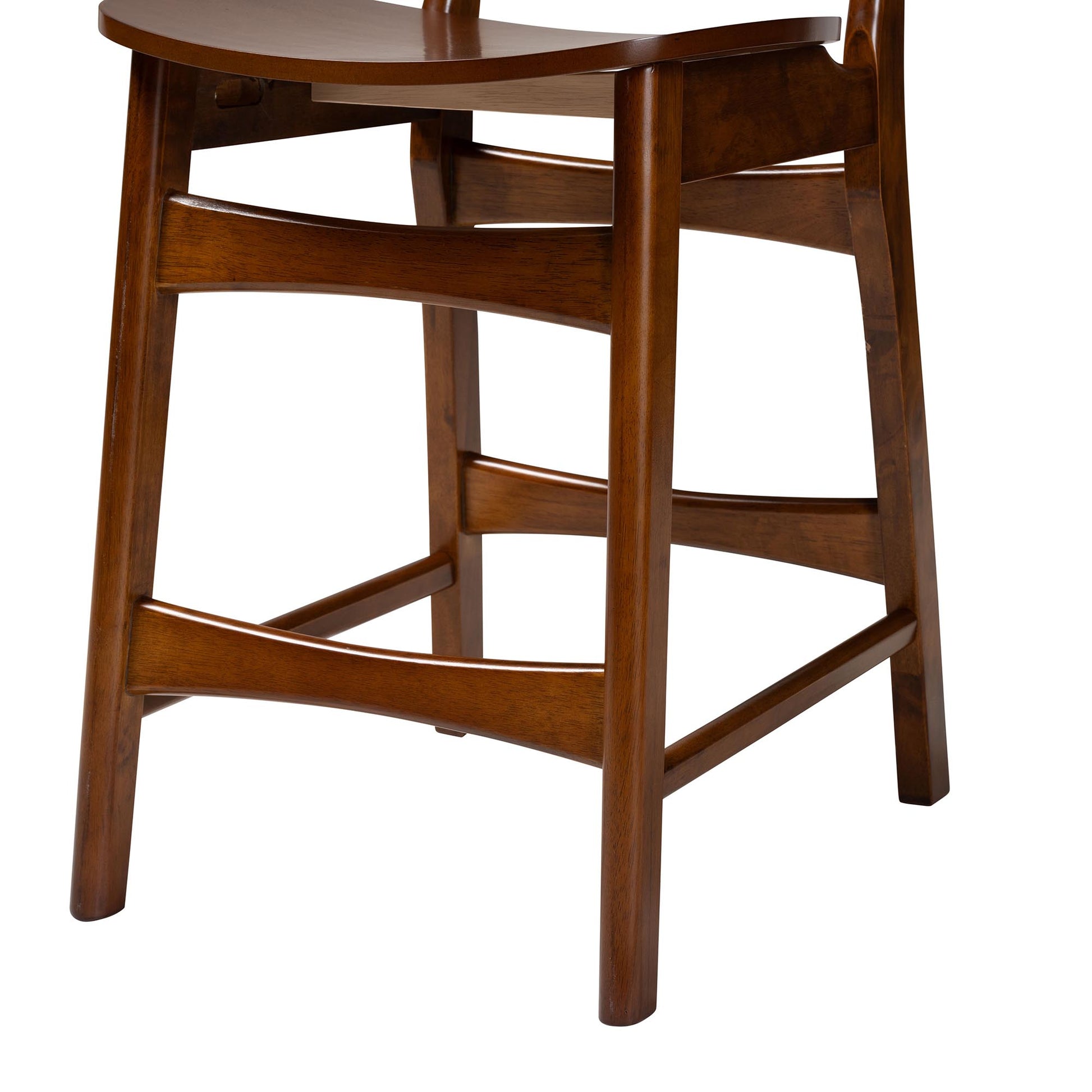 Baxton Studio Hesper Mid-Century Modern Walnut Brown Finished Wood and Rattan 5-Piece Pub Set | Bar Stools & Table | Modishstore - 9