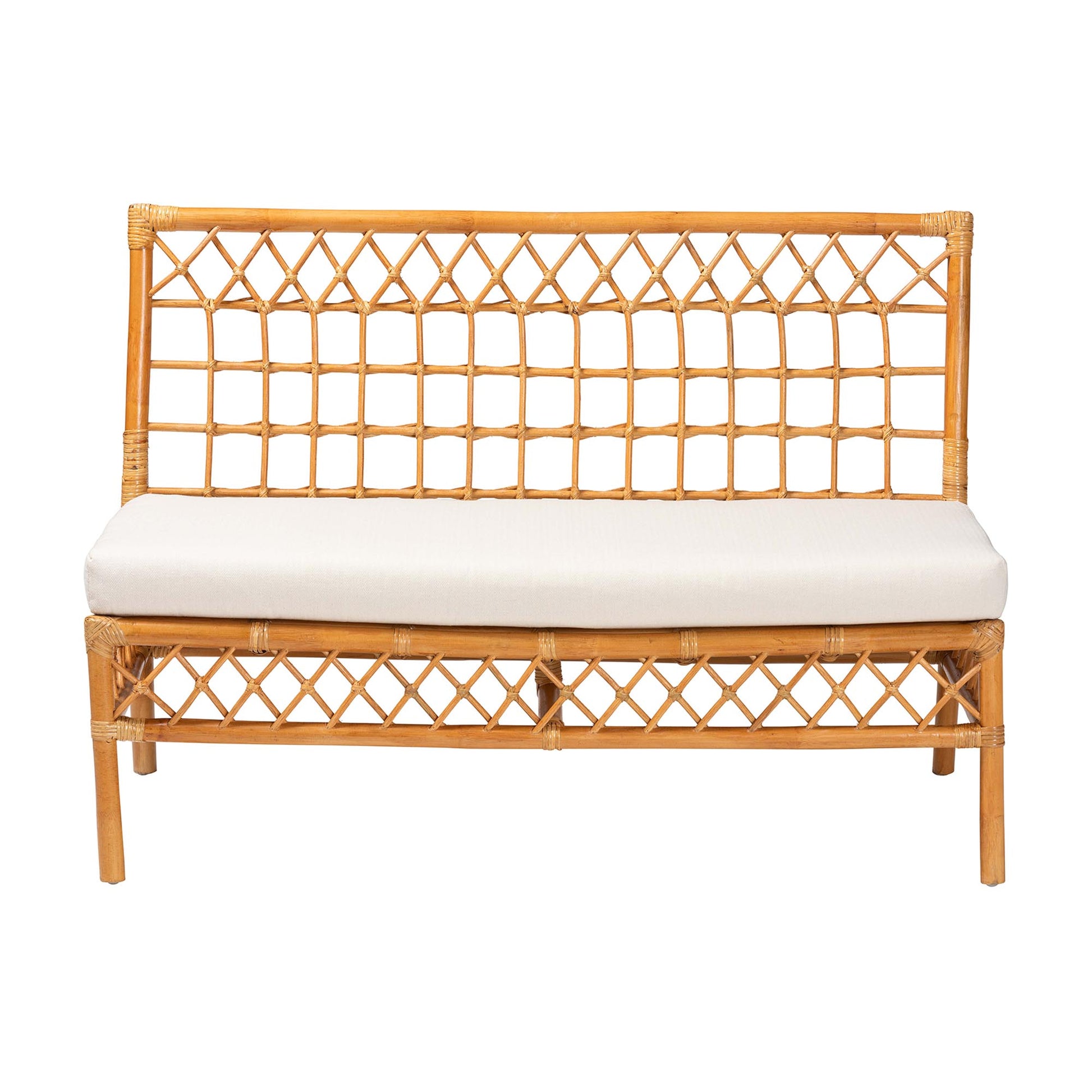 Baxton Studio bali & pari Capella Modern Bohemian Honey Rattan Dining Bench | Benches | Modishstore - 3