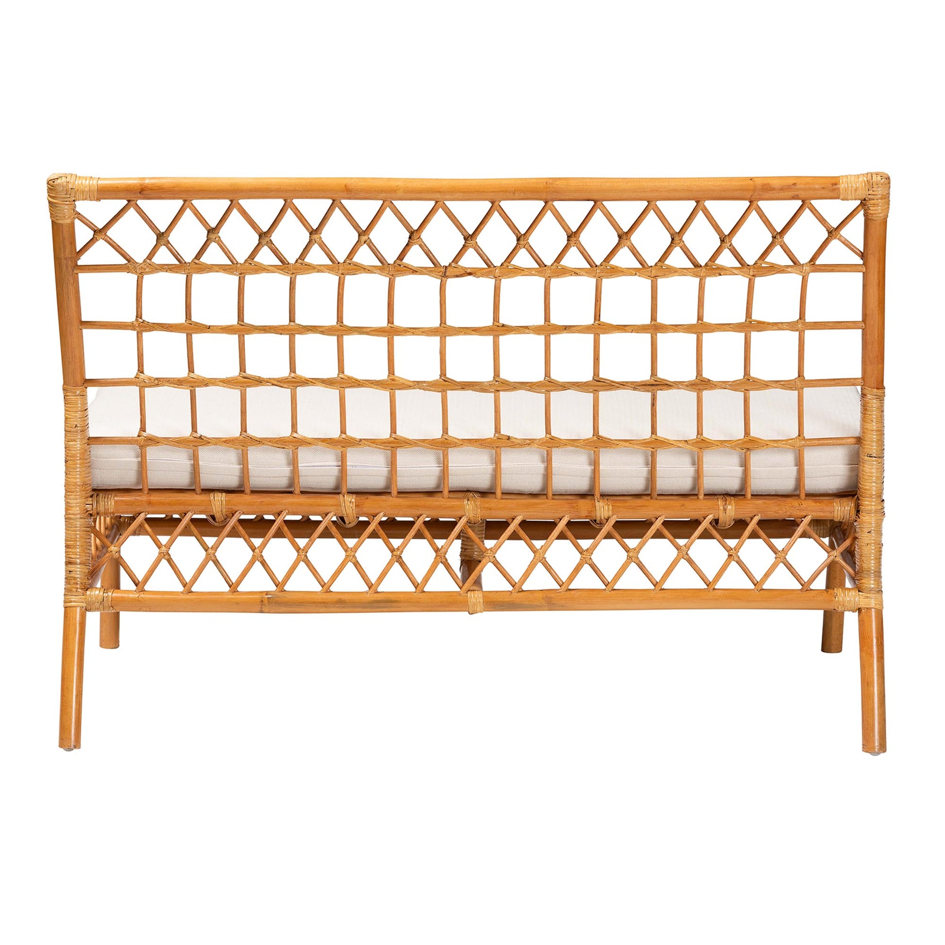 Baxton Studio bali & pari Capella Modern Bohemian Honey Rattan Dining Bench | Benches | Modishstore - 5