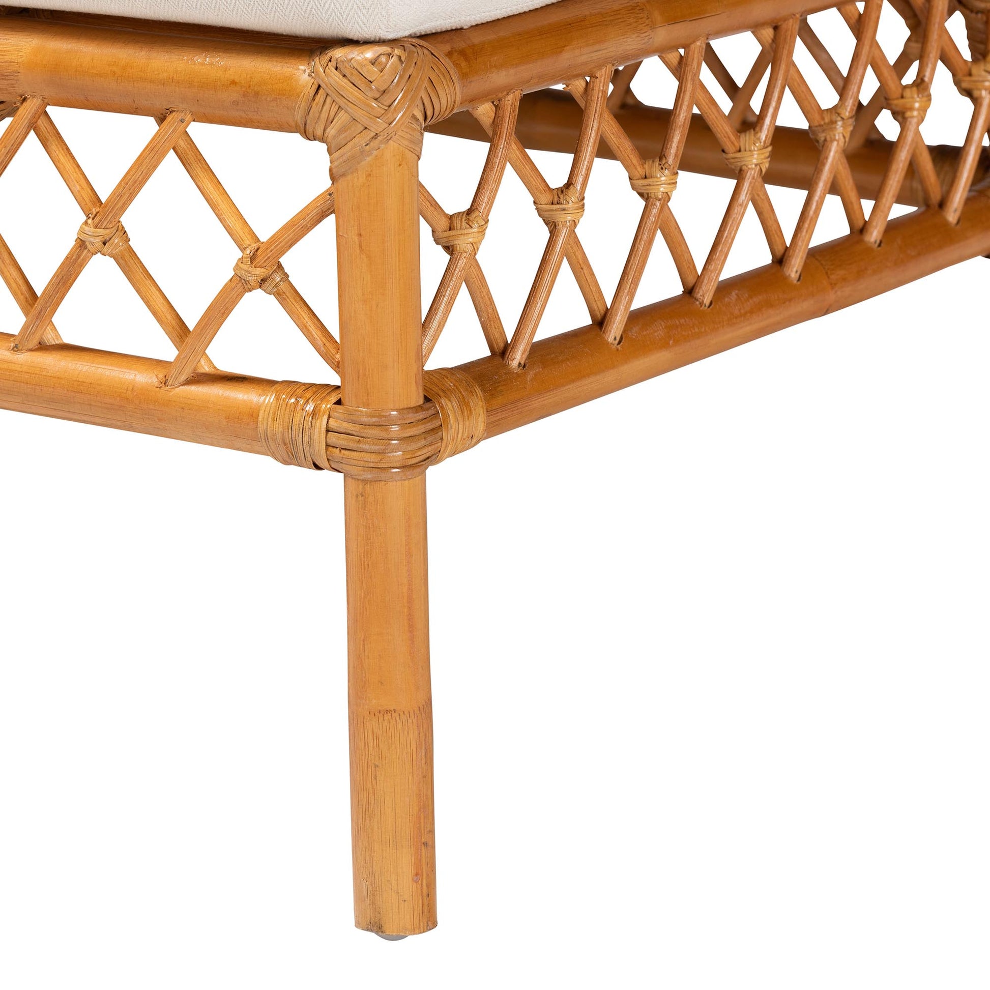 Baxton Studio bali & pari Capella Modern Bohemian Honey Rattan Dining Bench | Benches | Modishstore - 7