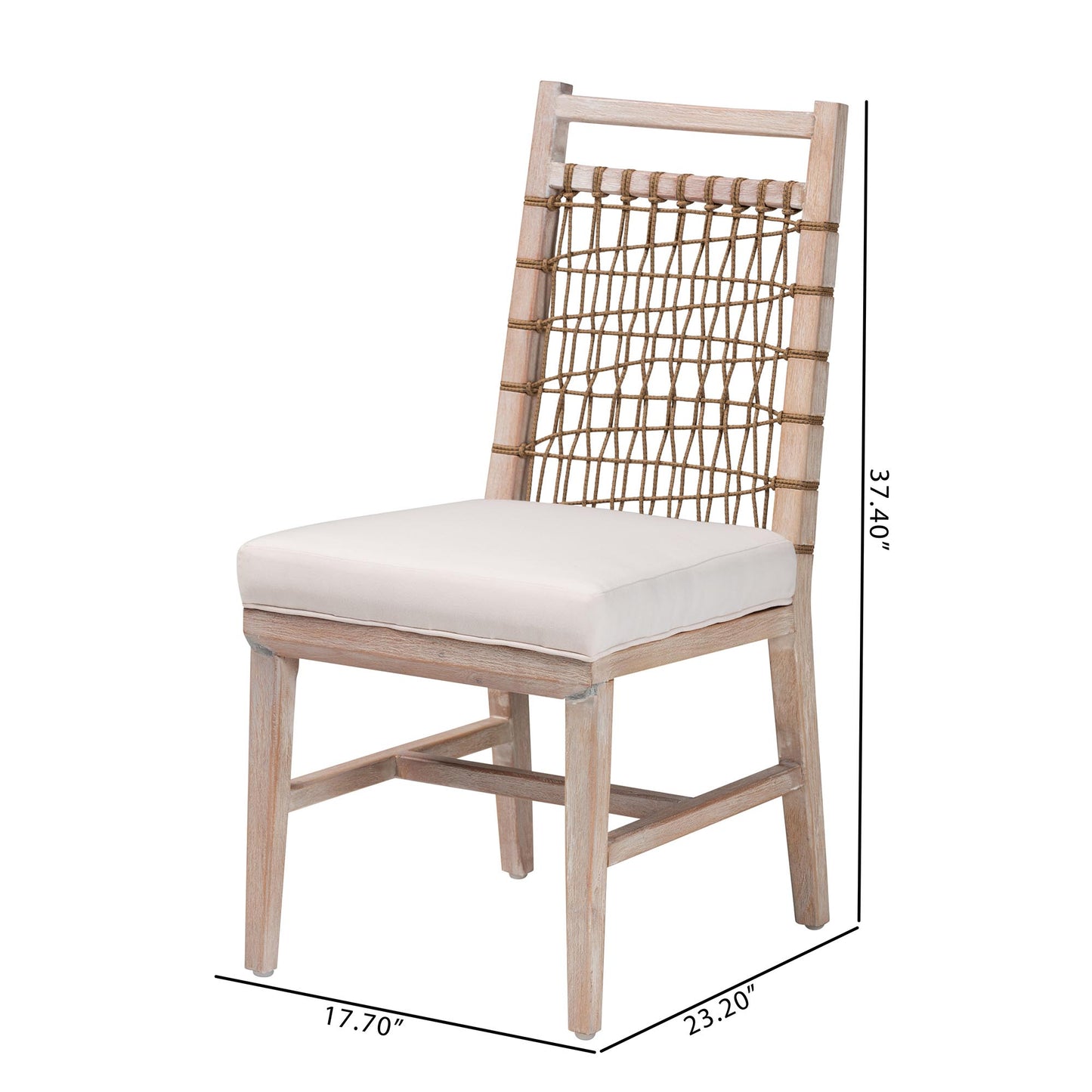 Baxton Studio bali & pari Ulric Modern Bohemian White Washed Mahogany Wood Dining Chair | Dining Chairs | Modishstore - 10