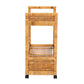 Baxton Studio bali & pari Genet Modern Bohemian Natural Brown Rattan and Teak Wood 2-Tier Kitchen Cart | Bar Carts | Modishstore - 5