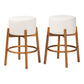 Baxton Studio Olwen Modern Japandi Cream Boucle Fabric and Walnut Brown Finished Wood 2-Piece Bar Stool Set | Bar Stools | Modishstore - 2