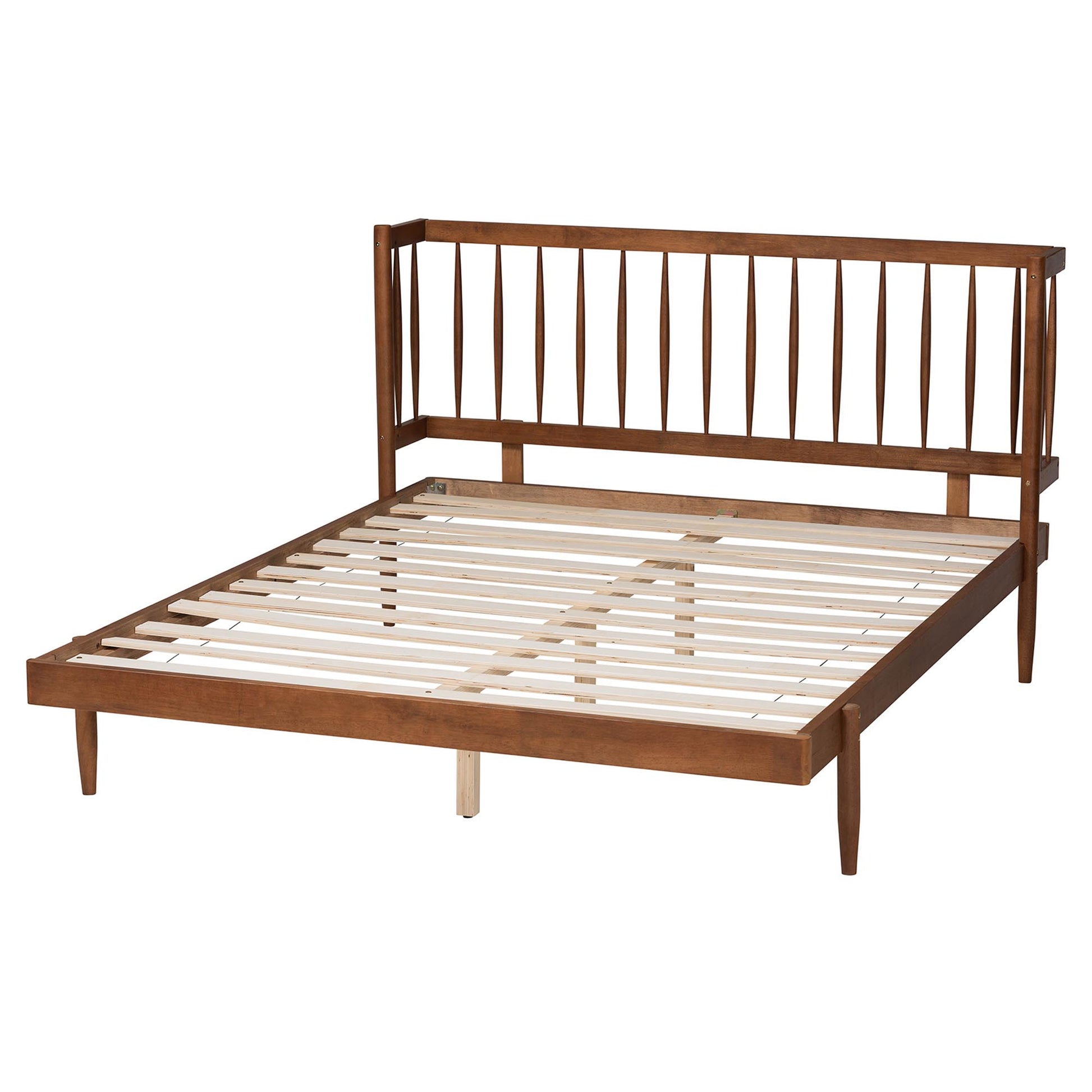 Baxton Studio Calderon Retro-Modern Walnut Brown Finished Wood Queen Size Platform Bed | Beds | Modishstore - 4