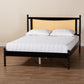 Baxton Studio Okena Mid-Century Modern Black Wood Queen Size Platform Bed with Woven Rattan | Beds | Modishstore - 9