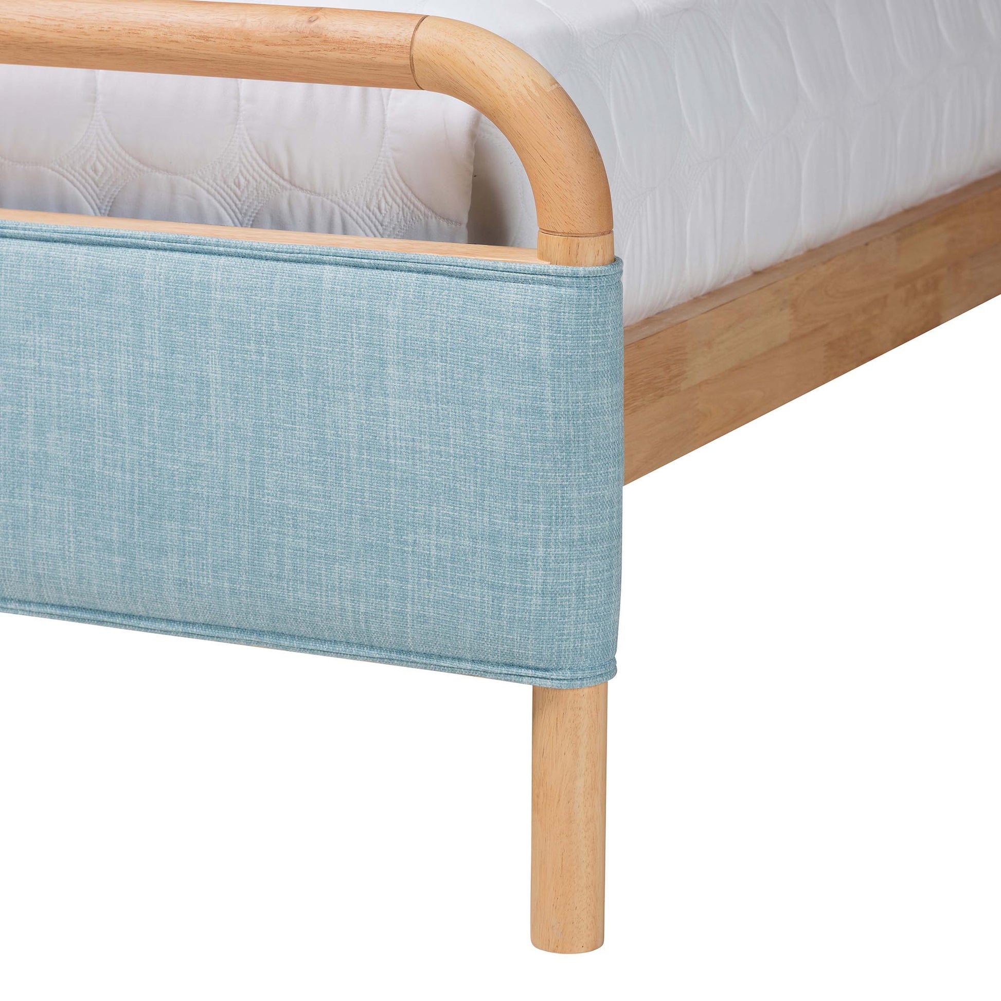 Baxton Studio Mateo Modern and Contemporary Baby Blue Fabric and Natural Wood Queen Size Platform Bed | Beds | Modishstore - 6